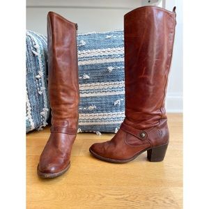 Cognac Brown Leather Frye Boots
